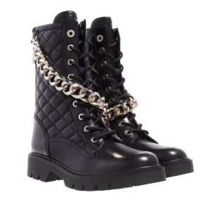 GUESS RIPLEI QUILTED BIKER BOOTS BLACK