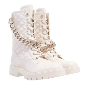 GUESS RIPLEI QUILTED BIKER BOOTS IVORY